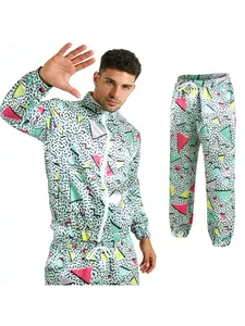 Suitable for Both Men and Women 2-piece Set of Leopard 80s Disco Sportswear Polyester Jacket and Matching Pants Theme Night Retro Party Dance Costume