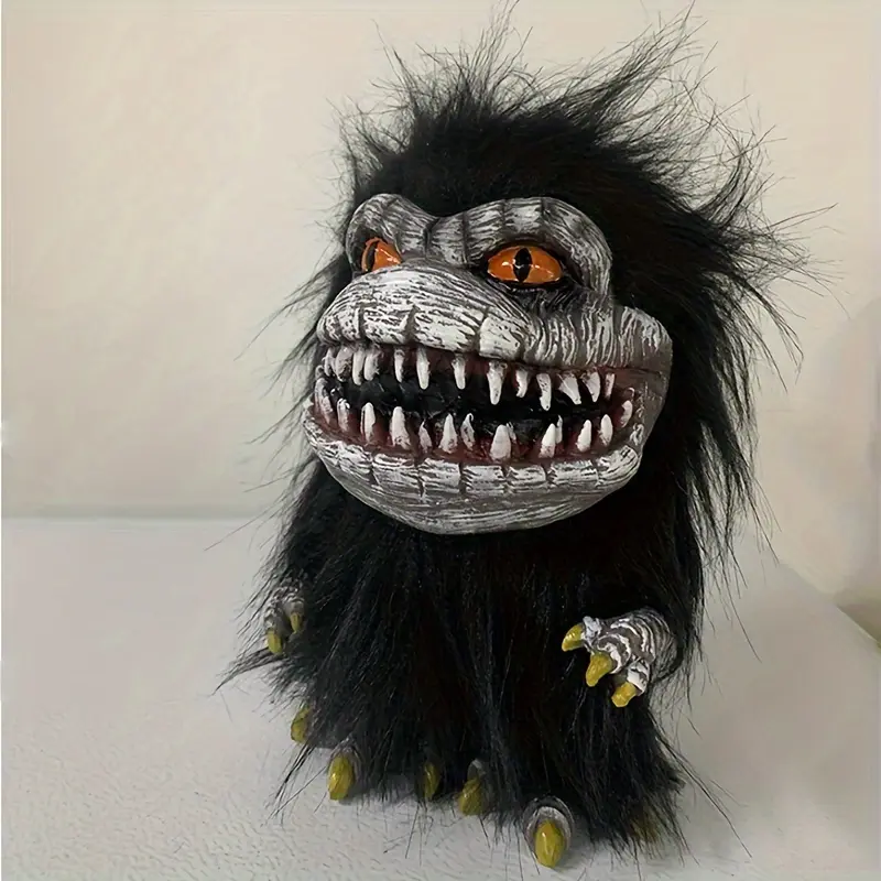 1pc Small Black Handmade Creative Plush Doll, Big Mouth Monster Decoration, Creepy Horror Doll with Funny Ugly Face, Halloween Prop Gift Ornaments