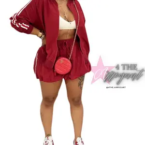 Red Track Two Piece Skirt Set - Stylish Women's Outfit with Top and Skirt, Ideal for Casual Wear - Womenswear, Clothes