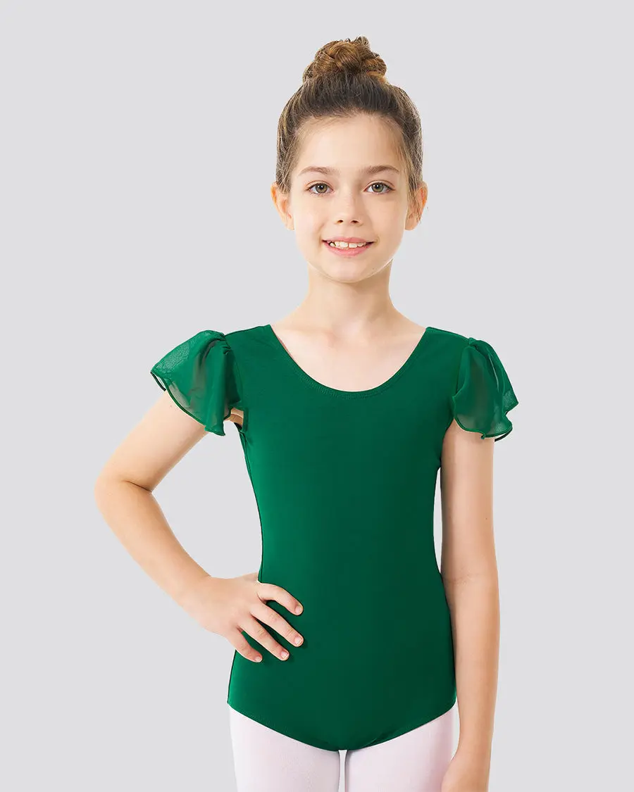 Girls' Premium Cotton Flutter-Sleeve Dance Leotard - 8% Spandex Stretch, Flexible, Perfect Fit, Chic Colors, Versatile for Toddlers & Kids Ballet, Gymnastics
