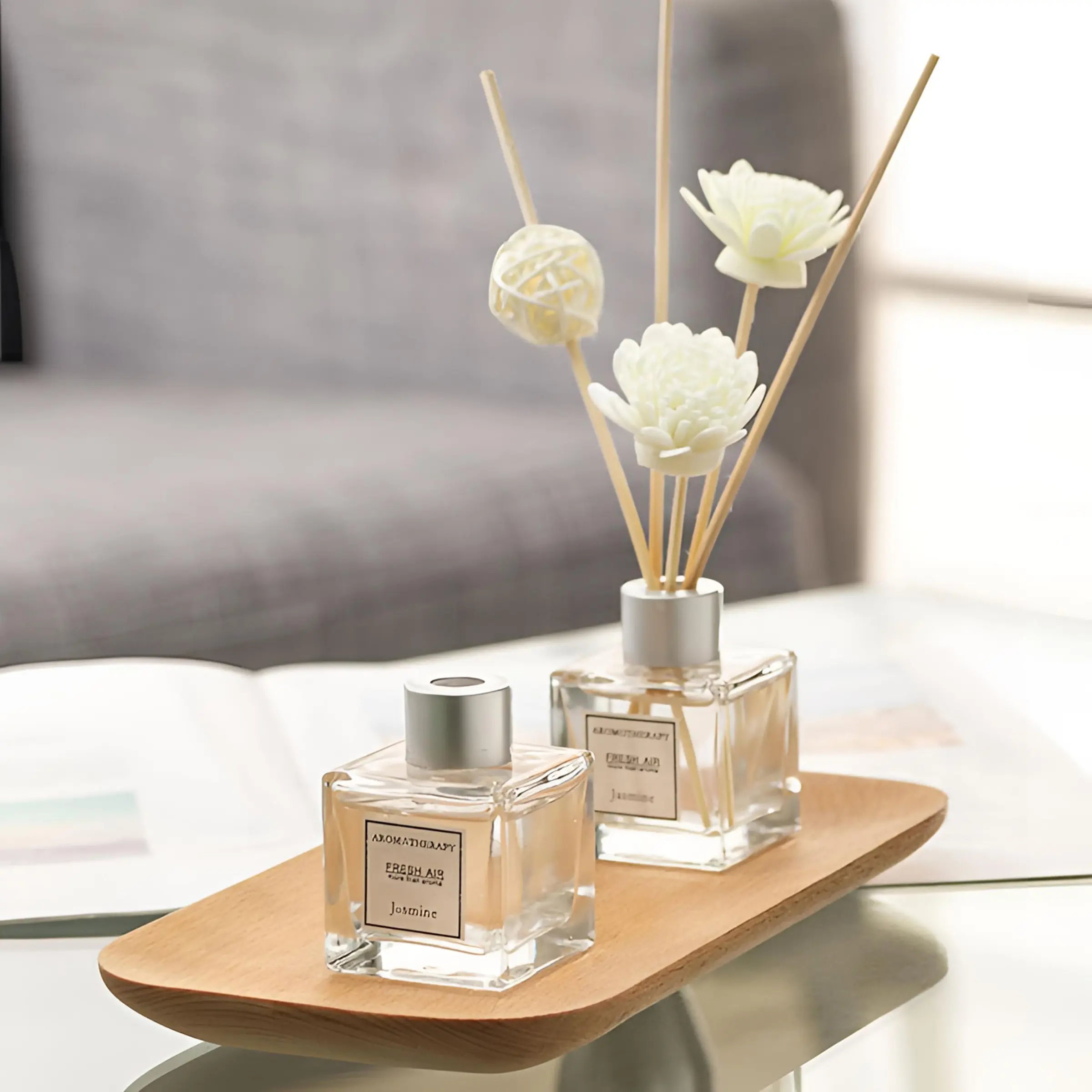 1pc 50ml/1.69oz Artificial Flower Aroma Scented Reed Diffuser, Air Diffusers For Home, Clear Air, Long-Lasting Fragrance, Perfect For Bedrooms, Living Rooms, Study Rooms, Homes, Offices, Hotels, With Fragrances Such As Gardenia, Jasmine, Lavender, Etc