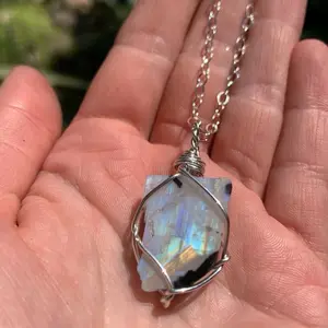 Rainbow Moonstone Crystal Necklace, black tourmaline, top quality Moonstone, moonstone pendant, rainbow moonstone jewelry