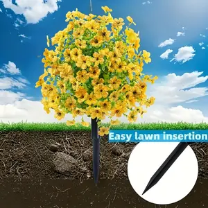 1pc Colorful Violet Ground Spike with Stake for Garden Decoration, Artificial Flower Arrangements, Perfect for Thanksgiving, Halloween, Christmas - UV-Resistant and Fade-Proof, Ideal for Flower Pots, Gardens, Yards, Patios, Porches, Balconies