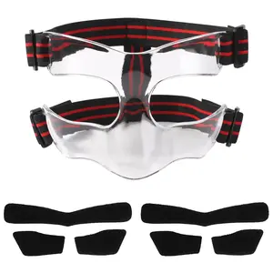 Broken Nose Face Guard 5.9x3.74in Red & Black Sports Face Shield Nose Protector Nose Guard Face Mask with Padding Adjustable Face Shield for Basketball Soccer Baseball (Half Cover)