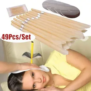 Ear Cleaning Kit with Ear Candles, Fireproof Tray, and Cleaning Rods, Home Spa Ear Care Tools, 10/25/49 Pieces Set