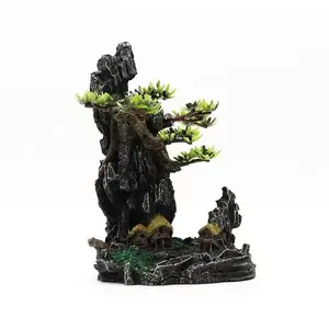 Fish Tank Landscape Resin Fake Mountain, Turtle Aquarium Round Tank Decor, Realistic Stone Fish Tank Background, Aquatic Scene Enhancement, Fish Tank Decorations