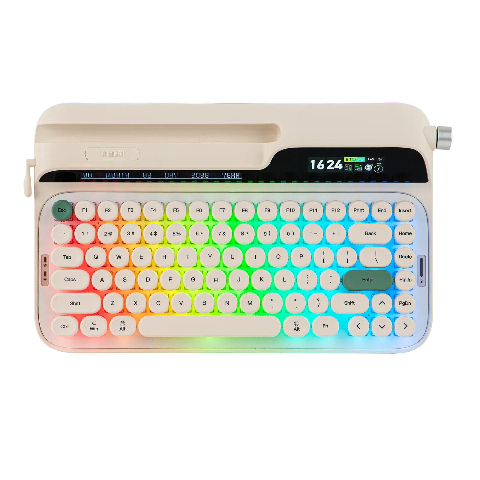 EPOMAKER Glyph 75% 83-Keys Creamy Multifunctional Lighted Mechanical Keyboard - Wireless Bluetooth Aluminum Keyboard with TFT Screen, Knob, Lever, Round PBT/ABS Keycaps, Hot Swap RGB, Custom Software, Top-Mount, Wrist Rest for PC/MAC