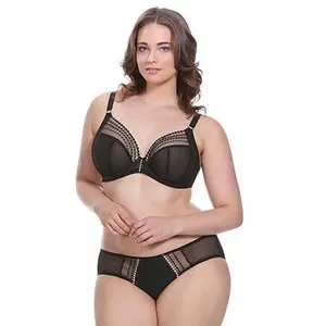 Women's Elomi Matilda Chic Underwire Plunge Bra - Black, Adjustable Straps, Matching Racerback Design, Feminine Fit