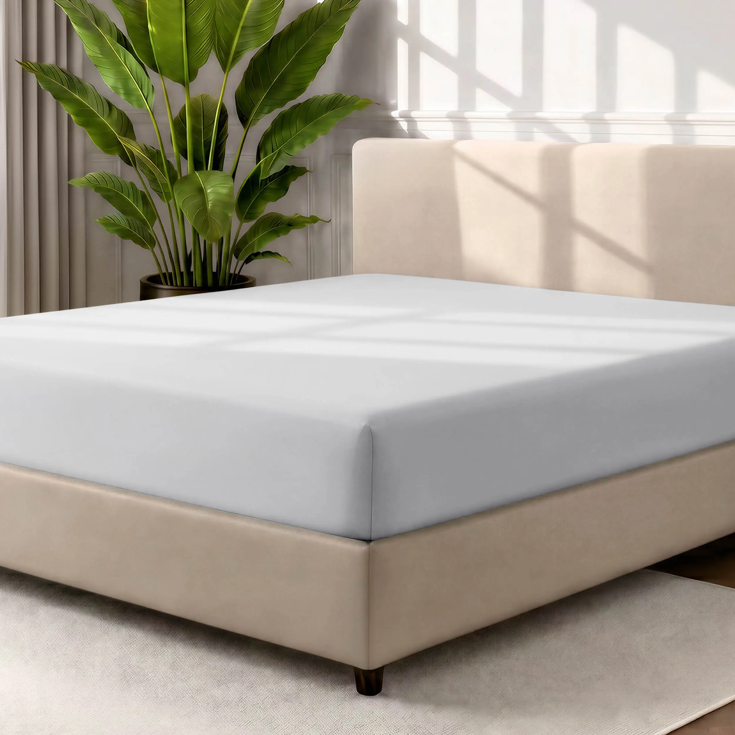 Bare Home Ultra-Soft Fitted Bed Sheet - Deep Pockets, Wrinkle Resistant, Solid Colors, Hypoallergenic, Breathable Fabric, Durable Microfiber, Smooth Texture, Machine Washable, Quick-Drying Neutral Bedding Linens