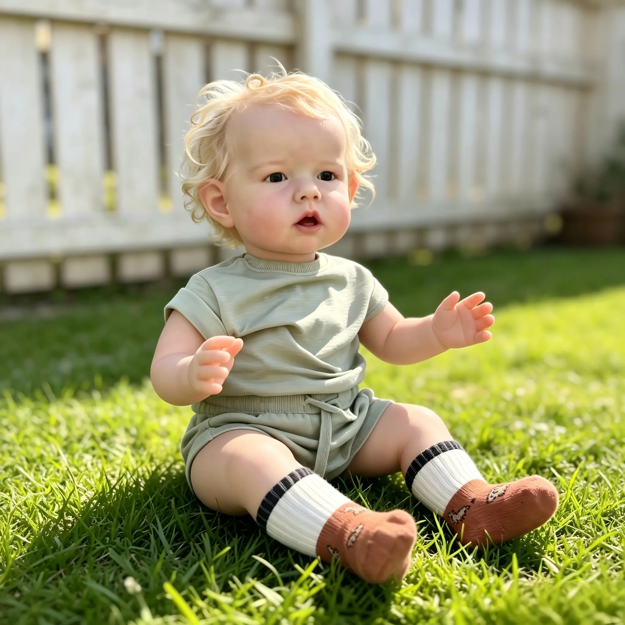 Realistic Reborn Baby Boy Doll, 20-inch (50cm) Realistic Rebirth Doll, Full Vinyl Body Open-Eyes Handmade Newborn Figure, Great Gift for Kids 3+ for Birthday, Christmas, Reborn Baby Doll