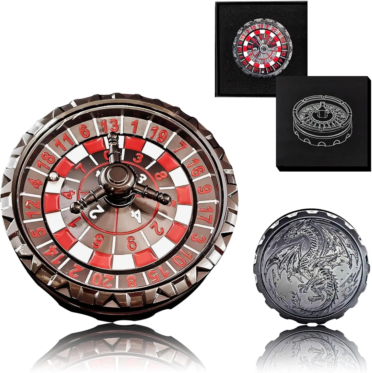 DKD Summer Special: Roulette D20 Dice Spinner – Metal Mechanical RPG Dice with 3D Relief, Ultra Smooth Spin, Premium Gift Box,  Fun Tabletop Game for Family, Friends & Gamers