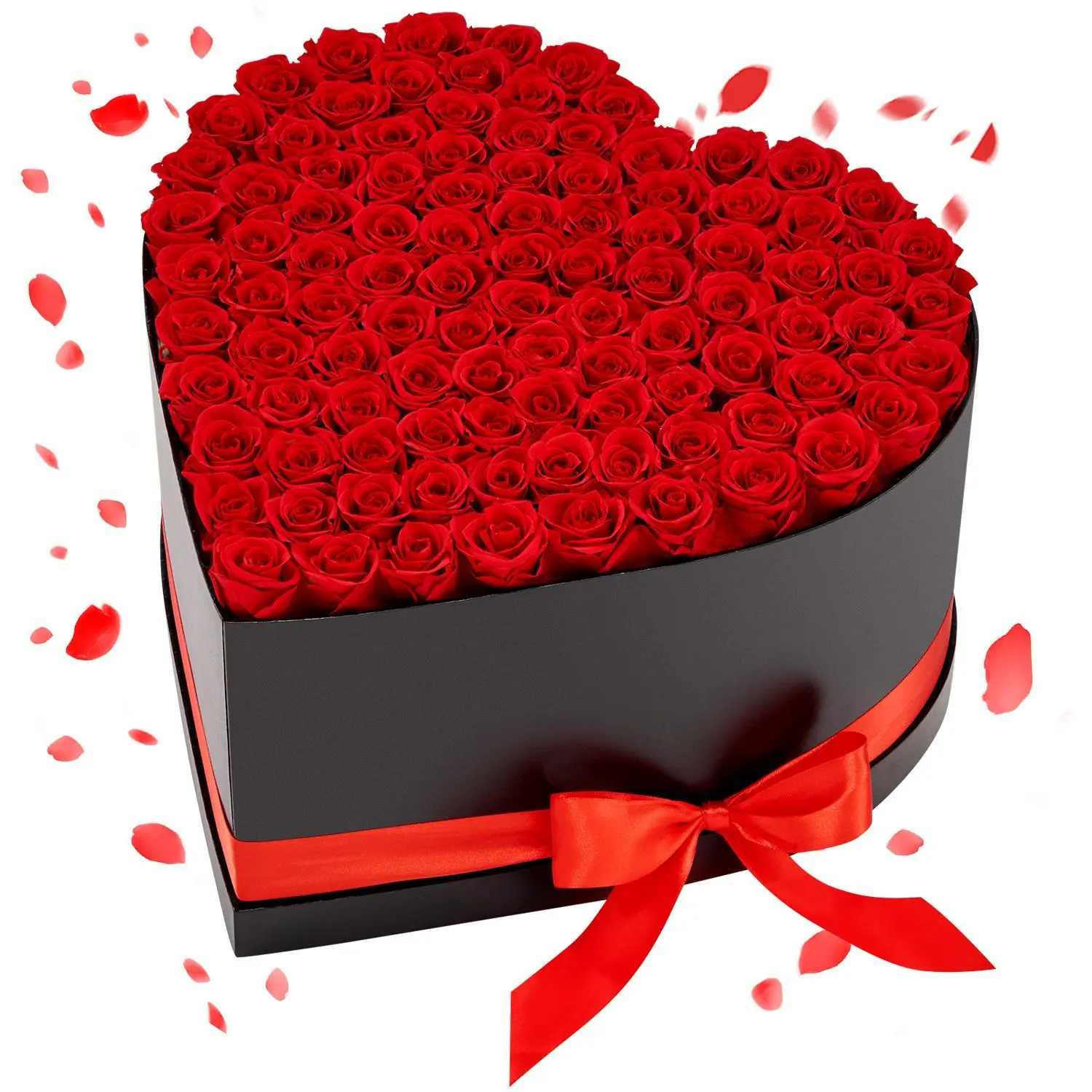 VEVOR Decorative Bouquets, 100 Red Long-Lasting Preserved Romantic Roses in Heart-Shape Box, Women's Bedroom Home Decor, Birthday Valentine's Day Christmas Gift#BacktoSchool
