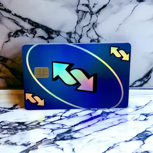 Credit Card Vinyl Skins Blue Uno Card Holographic Decal -With Easy Pull Tabs