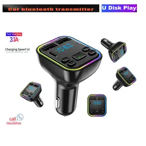 FM Transmitter Car Bluetooth Adapter, Wireless Radio Music Adapter Car Kit with 2 USB Charging, Audio Receiver Car Charger MP3 Player, LED Display Hands-Free Calling Support