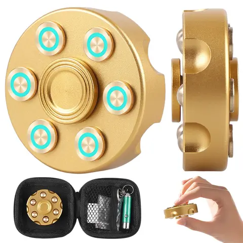 Cool Alloy Revolver Cylinder Spinner Container - Metal Toy with Removable Parts & New Combos, Portable Stress Relief Aid, Sensory Fidget Gift for Ages 7+ ADHD Kids & Anxiety Fidgets