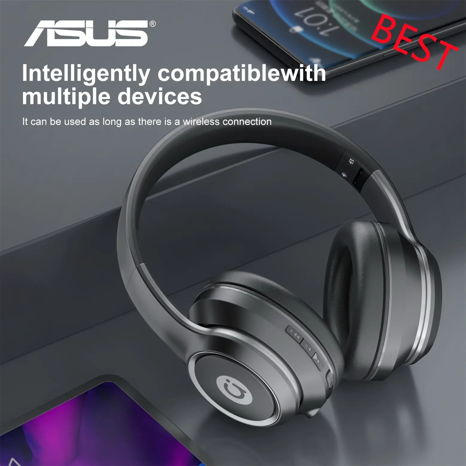 HOT AS-D96 Wireless Earphones with Microphone - Lightweight  Folding Design  Active Noise Reduction  HD Call Quality