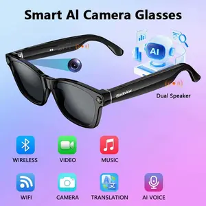 BV100 Smart AI Camera Glasses 8MP Hands-Free Photography Real-Time Translation 160+ Languages Bluetooth Wireless Video Recording Smart Glasses for Travel Outdoor Adventures
