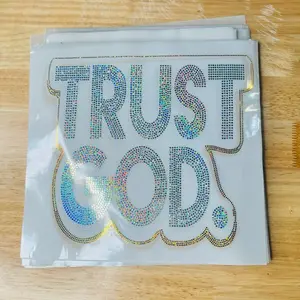 TRUST GOD bling transfers. Iron On Heat Press, Includes Various Graphics and Decorative Elements   Heat press temperature 300 for 15 seconds . Cool For 10 seconds and peel.