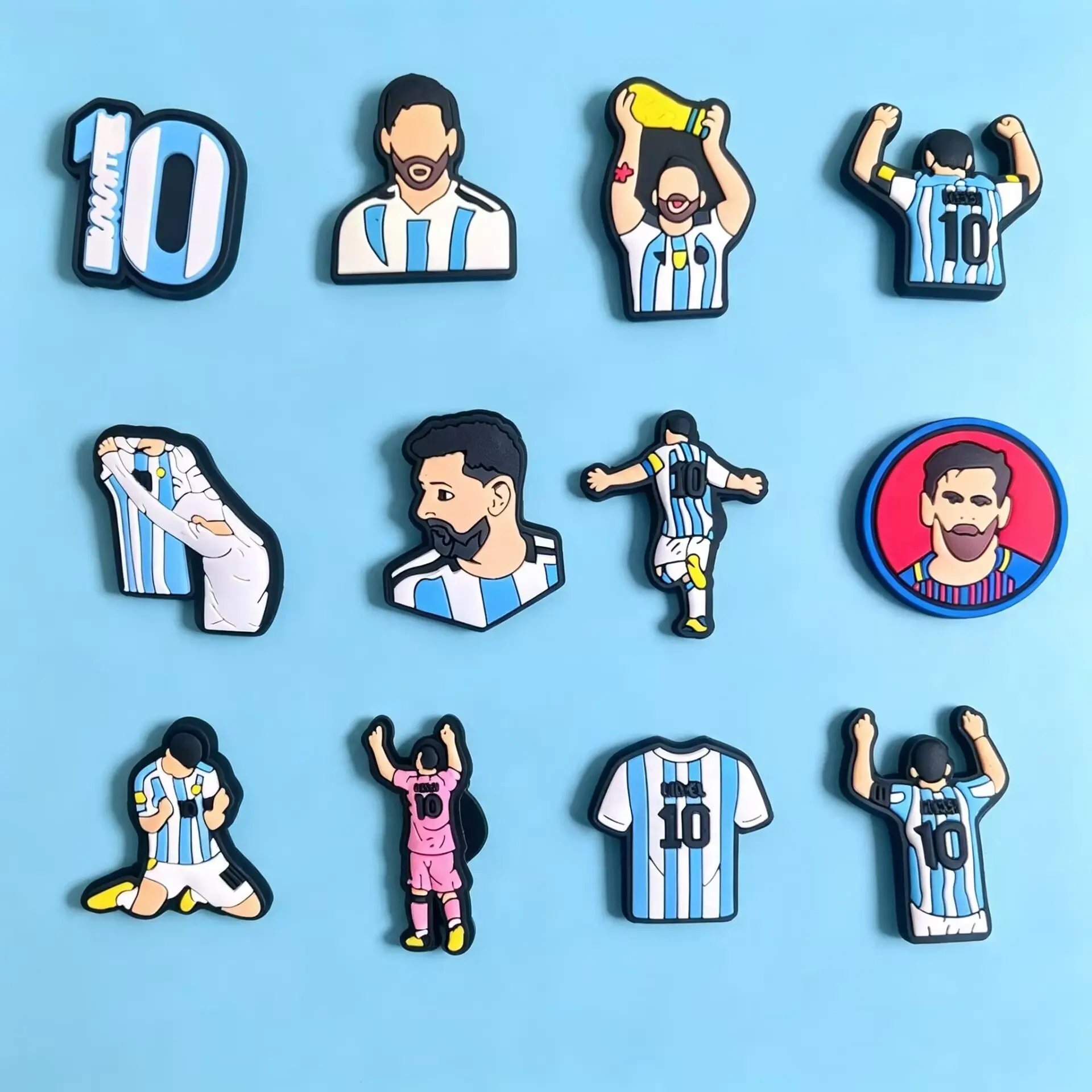 12-Pcs Football Theme Clog Shoe M10 Charms, GOAT 10 Shoe Decorations, Soccer Jersey Shoe Charms, DIY Hole Shoe Accessories For Fans Gift