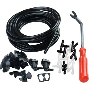 Windshield Washer Nozzles Hose Kit Compatible with Grand Cherokee Include 2 pcs Sprayer Nozzle&Gasket,4M Fluid Hose,12 pcs Hose Connectors,10 pcs Hood Retainers,1 Tool (90 degree washer nozzles)