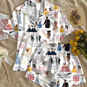 Spill the Tea Bridgerton Pajama Set, Lady Whistledown Inspired Sleepwear, Regency Era Button Up PJ Set, BookTok Nightwear Gift