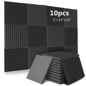 soundproof wall panels, 1 set self adhesive soundproofing foam wall panels, home decor supplies for home studio, fluted stripe design, dimension precision, noise reduction, pur material