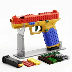 COUNTER STRIKE,Building Block Toy Gun, Automatic Shell Ejecting Blaster with DIY Fun, Fits Most Building Brick Systems, Includes Figurines & Display Stand, Suitable for 14+