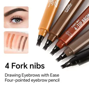 4-Tip Brow Pencil with 4 Fork Nibs for Easy Eyebrow Drawing Natural Hair-Like Stroke Four-Pointed Eyebrow Pencil natural hair-like stroke Makeup Cosmetic