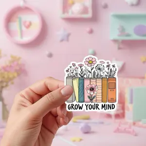 3” Grow Your Brain Sticker, Light Tack Glueless Adhesive Sticker with Clean Cut, for Fridges, DIY Scrapbooking