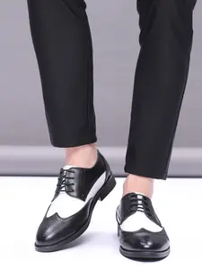 Men's Vintage British Style Block Shoes, Wingtip Oxford Shoes, Formal Occasions & Fashionable, PU Leather, Rubber Sole