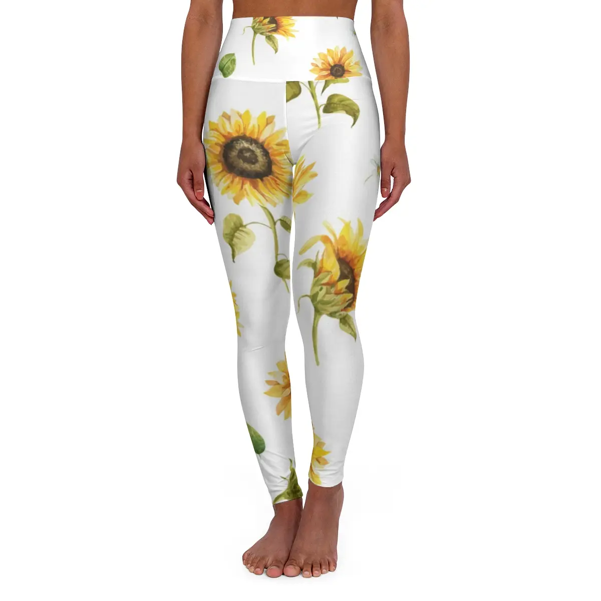 ladies sunflower High Waisted Yoga Leggings (AOP)
