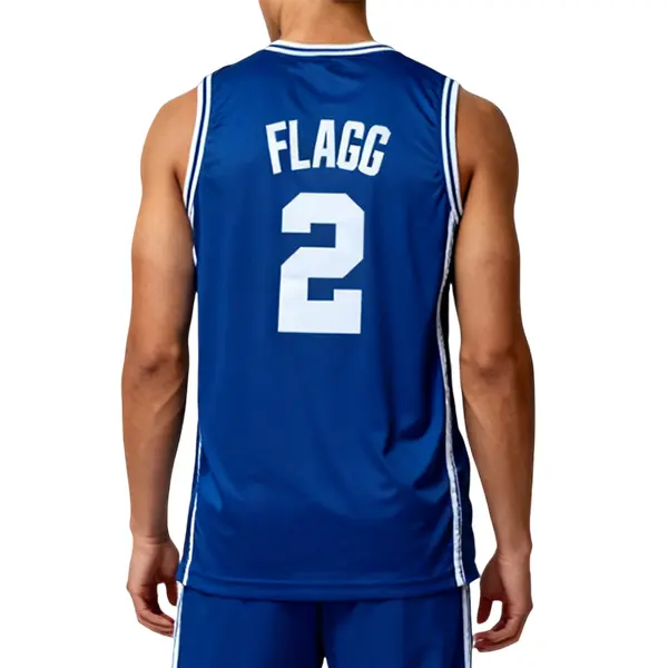 Men's #2 Flagg Duke University V-Neck Basketball Jersey - Sewn Embroidery, Mesh Ventilation, High-Quality Professional Sportswear, S-XXL Sizes, Fan Clothing for Training & Matches, Trendy Festival Gift, Male, Breathable, Do Not Dry Clean, Duke #2 Pride, D