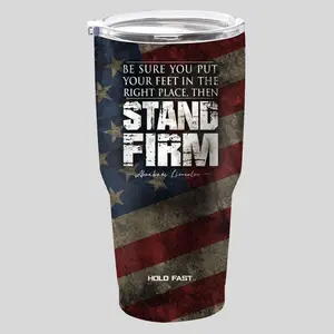 Kerusso Lincoln Flag 30 oz Stainless Steel Thermal Flask, Coffee Tumbler with Lid