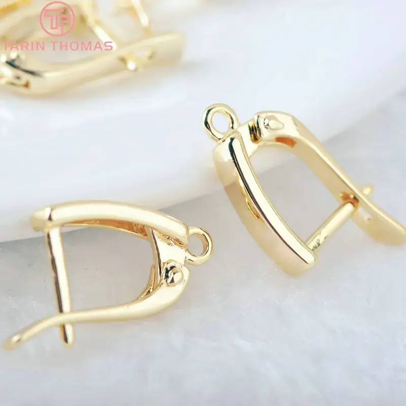 Unisex Brass Metal Earring Clasps (2247) - 6PCS with Pins, 20x11MM Hole, 1.5MM Thickness, French Hook-Lever Backs, Plain Surface Secure Lock, High-Quality DIY Jewelry Making Findings