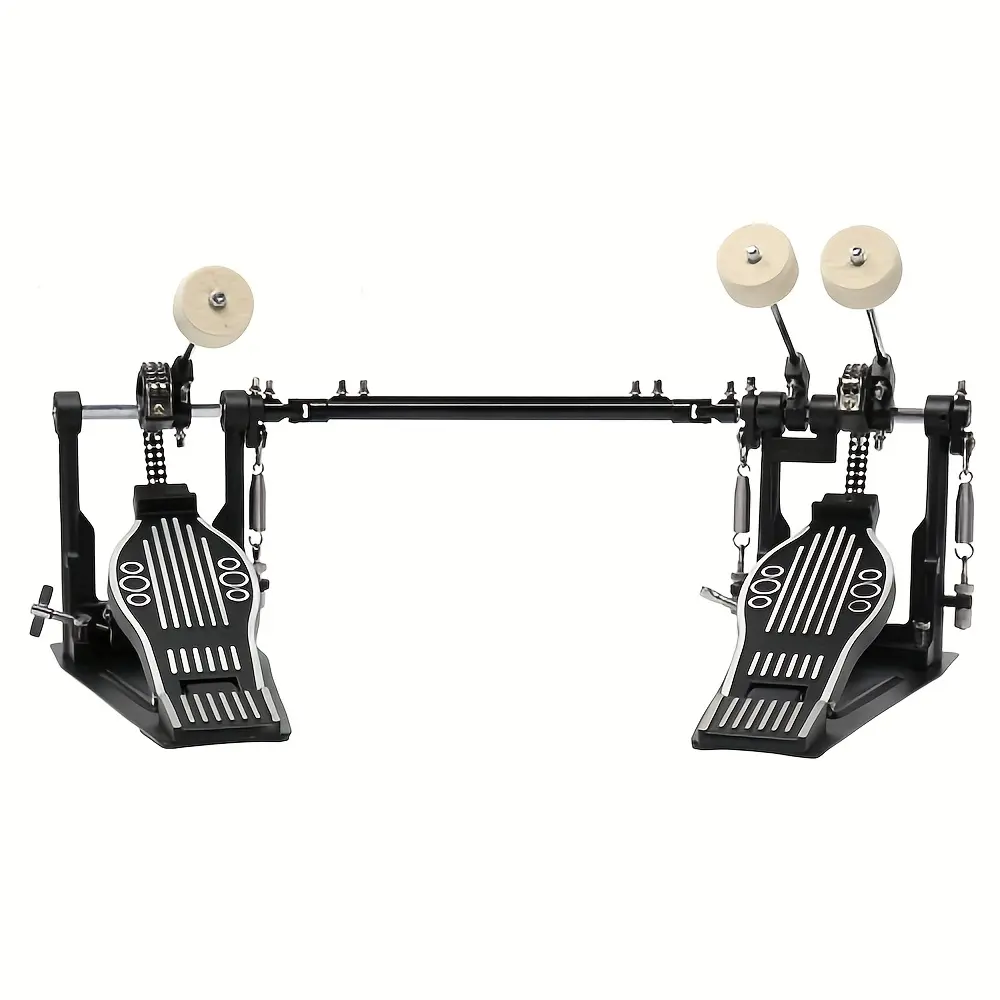 Bold Professional Black Heavy-Duty Double Bass Drum Kick Pedal Percussion Instrument - Anti-Skid Base, Chain Drive System, Wool Felt Hammer, Adjustable Design for Drum Sets