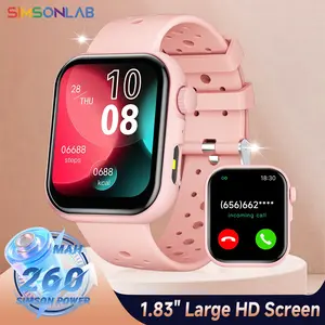 SIMSONLAB 1.83-Inch Smartwatch with Wireless Calling, Message Notifications, Multi-Sport Modes, Music Control, Customizable Watch Face, Pedometer, 260mAh Battery Life, Voice Assistant, Weather, Calculator -Suitable for Men and Women, Perfect Children Gift