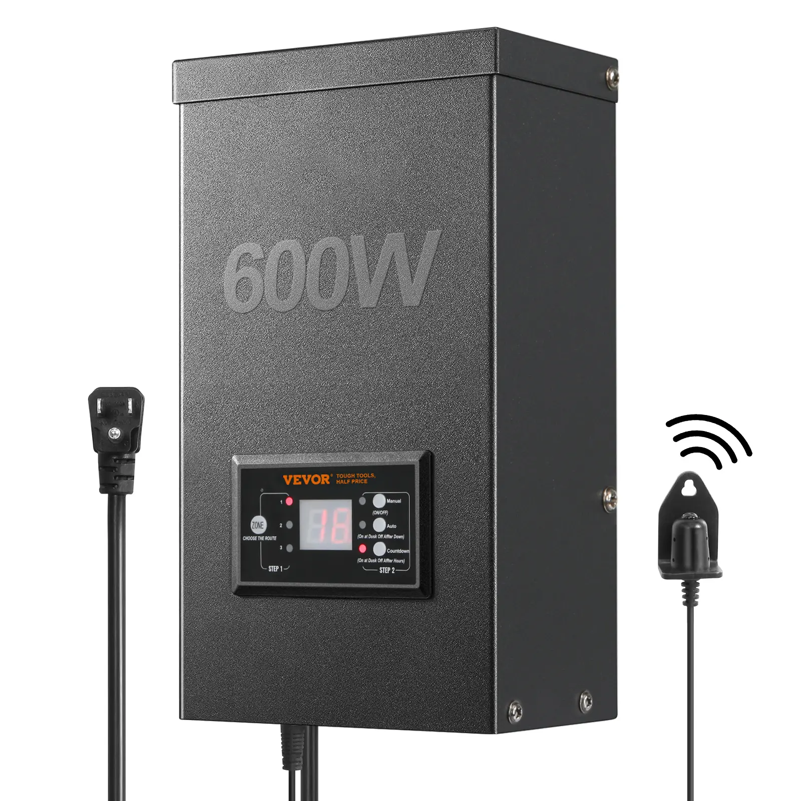 【Summerfinds】VEVOR 600W Silent Operation Landscape TransformerTimer & Photocell Sensor EquippedWeatherproof Outdoor Lighting Converter120V AC to 12V/14V ACETL CertifiedIdeal for Exterior SpotlightPathway Lighting, Light-Controlled Pathway Lighting