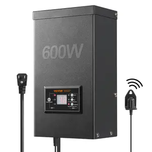 VEVOR 600W Landscape Transformer, TikTokShopBlackFriday, Timer & Photocell Sensor Equipped, Weatherproof Outdoor Lighting Converter, 120V AC to 12V/14V AC, Ideal for Exterior, Spotlight, Pathway, Pool Lighting, ETL Certi