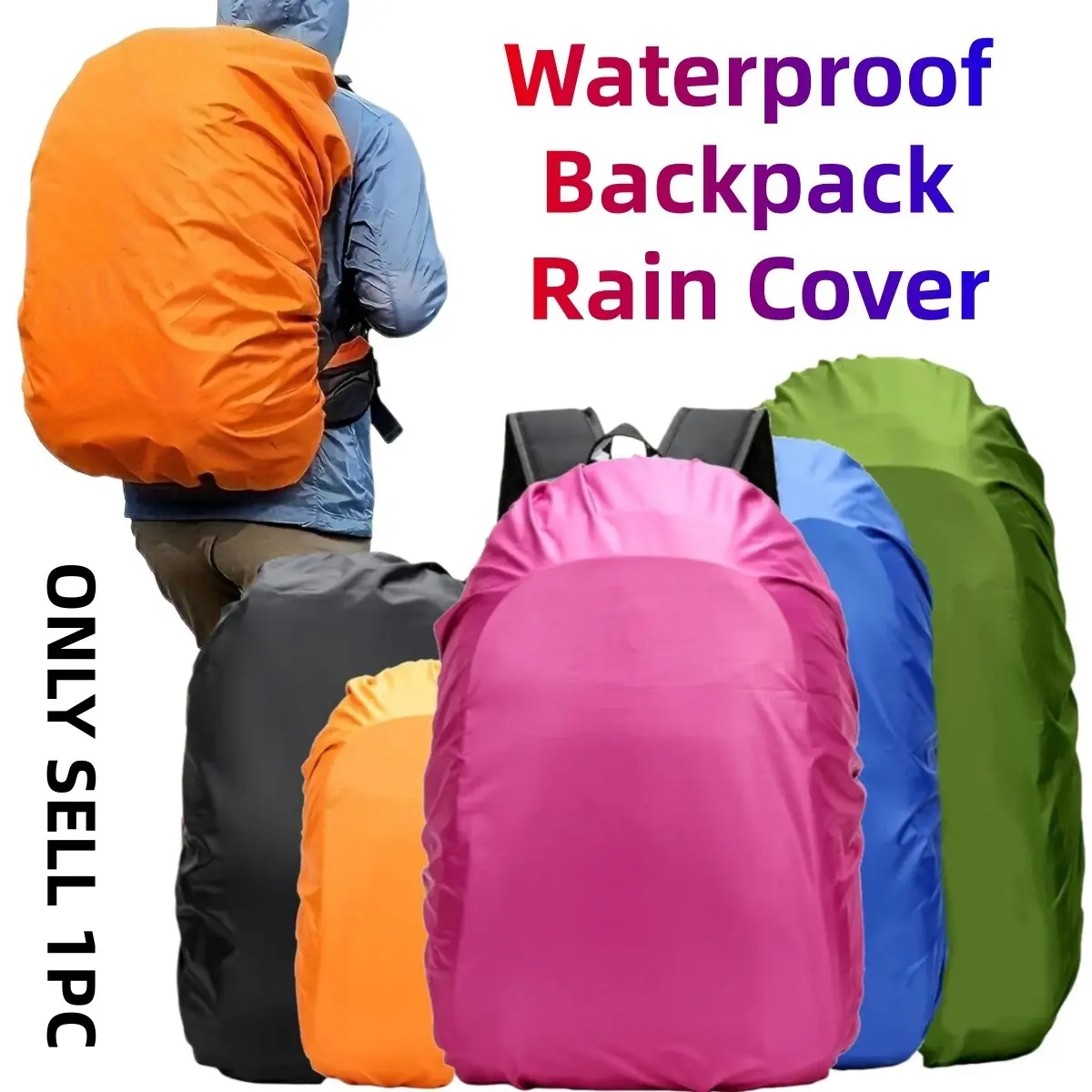 Waterproof Backpack Rain Cover, 10000mm Waterproof Level, Upgraded Ultra-Strong Multilayer Structure, Ultralight Compact Portable, Durable Cover, for Hiking, Camping, Traveling, Custom Fit Covers