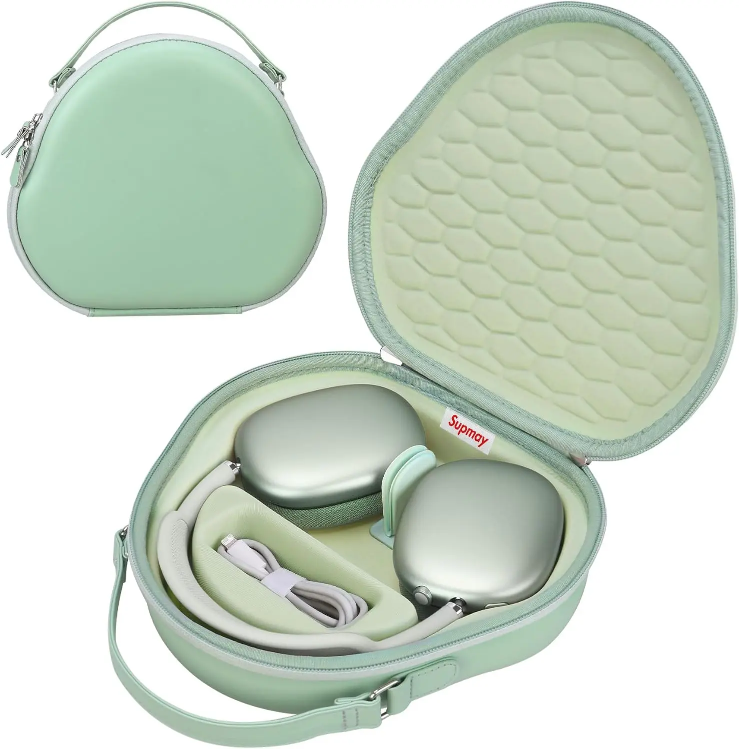 Smart Case for Apple AirPods Max Wireless Over-Ear Headphones, Hard Protective Case with Sleep Mode, Airpods Max Case, Extra Space fits Cable, Charger, Green