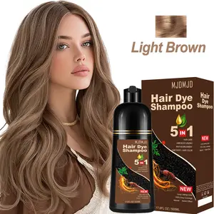 Light Brown Hair Dye Shampoo 5-in-1, Instant & Long-Lasting Hair Color Shampoo for Gray Hair Coverage, Herbal Natural Ingredients, Ammonia-Free, Unisex 500ml
