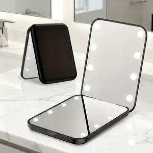 LED Makeup Mirror Compact Travel - Portable Folding Mirror with Lights Pocket Size 1X 3X Magnification for Purse