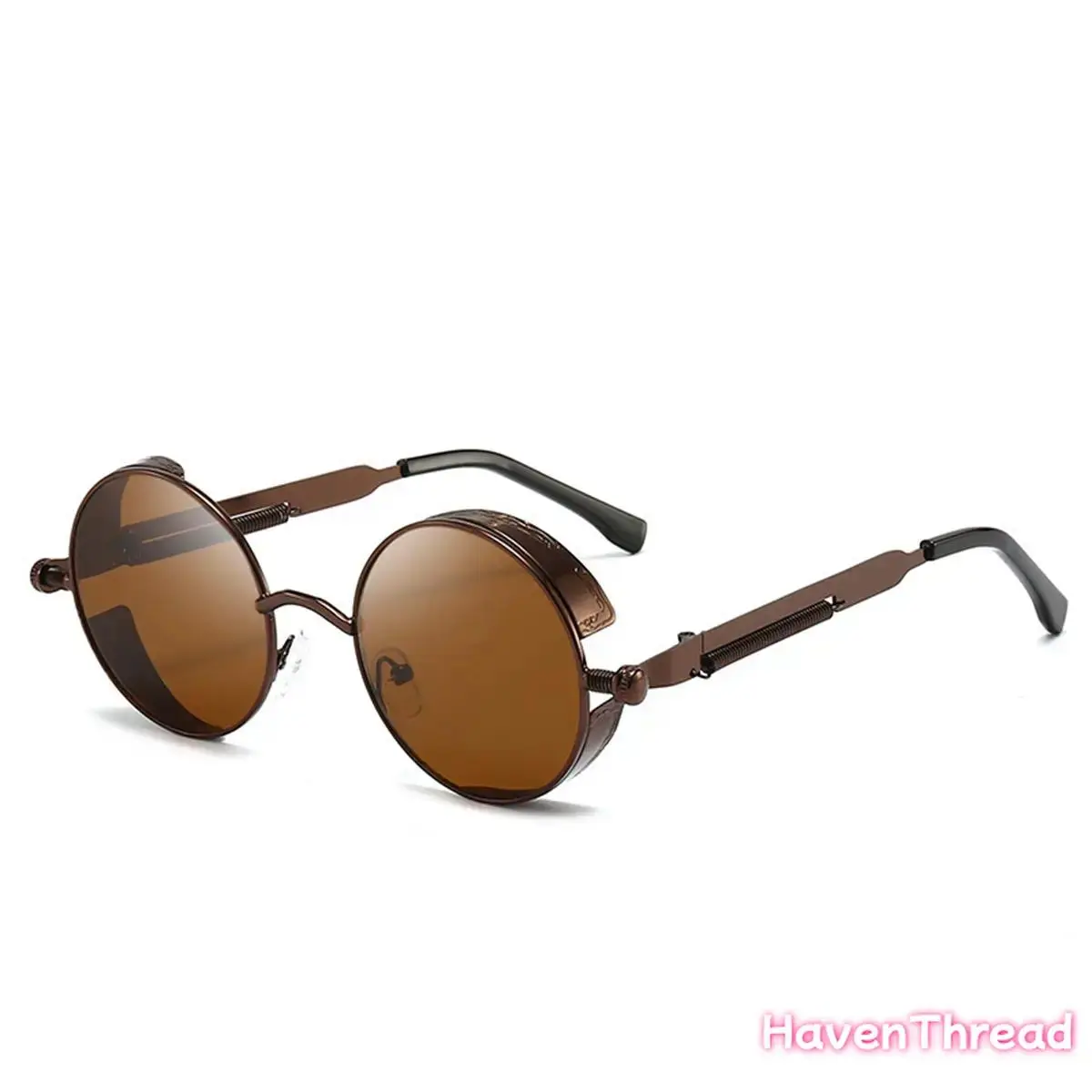 Round Retro Punk Sunglasses with Side Shields, Unisex Vintage Gothic Eyewear with UV400 Reflective Lenses for Street Style & Outdoor Fashion, High Quality Sunglasses, Outdoor Fashion Sunglasses