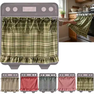 Handmade Oven Skirts Oven Curtain for Farmhouse Kitchen Decor Decorative Cabinet Dish Washer Oven Curtains Heat-Resistant Ribbon Ties Ruffled Trim Effortless Install Elevate Style
