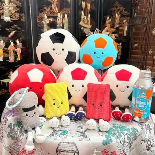 Jellycat Sports Ball Plush Stuffed Toy Collection – Soft Smiling Soccer Ball Doll, with Dust Bag, Rare Spotted Bunny Stuffed Animal, Collector Gift