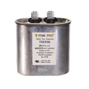 Titan Pro 3019023 1.77 x 2.68 in. 20 MFD 440V Aluminum Oval Run Capacitor