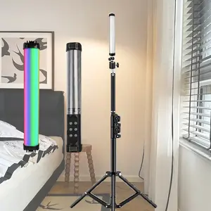 360 Full Colorful LED Lamp Fill Light RGB Video Light Wand Photography Lighting Stick Party Handheld Flash Speedlight With Tripod Stand For Video Shooting Live Streaming