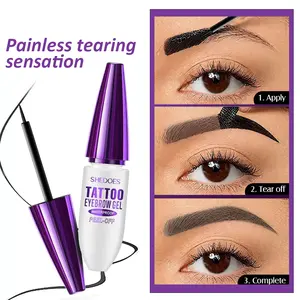 Waterproof Eyebrow Gel - Smudge-Proof & Easy Peel-Off  for Defined Brows  long-lasting   -gray brown tattoo tint, No Brow Damage