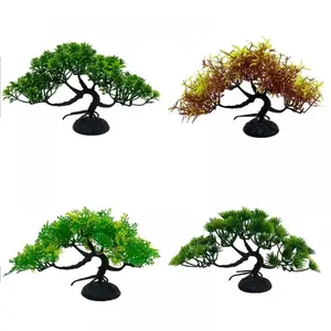 1pc Aquarium Plants Artificial Plastic Bonsai Pine Tree Aquarium Water Weeds Ornament Fish Tank Grass Decoration Accessories Plastics Artificial Water Plant for Aquarium Tall Tree Fish Tanks