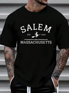 100% Cotton Salem Est 1626 Salem Massachusetts Halloween Mens Womens T-Shirt Women's Men's Graphic Tee Crew Neck summer vacation Tops